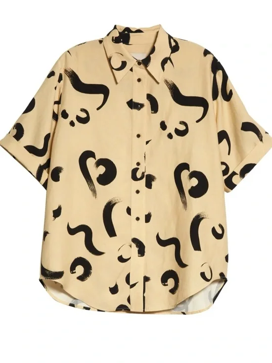 Alemais Brushstroke Beige Short-Sleeve Shirt - Picture 1 of 4